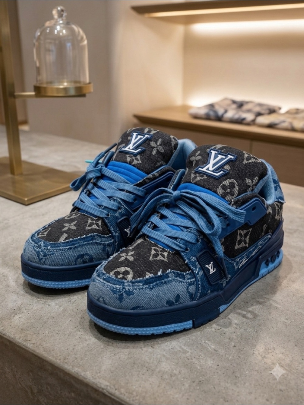 Brand new unisex Blue Monogram Low-Top Sneakers